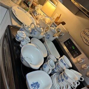 Pfaltzgraff White and Blue Floral Serveware Collection